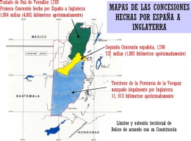 Mapa de las concesiones hechas por España a Inglaterra